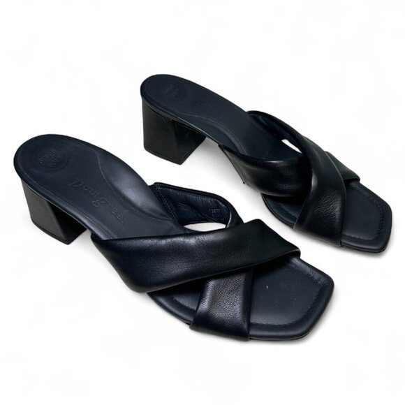 Paul Green Black Leather Low Heel Lauren Sandal - UK 6, US 8.5 - Picture 2 of 13